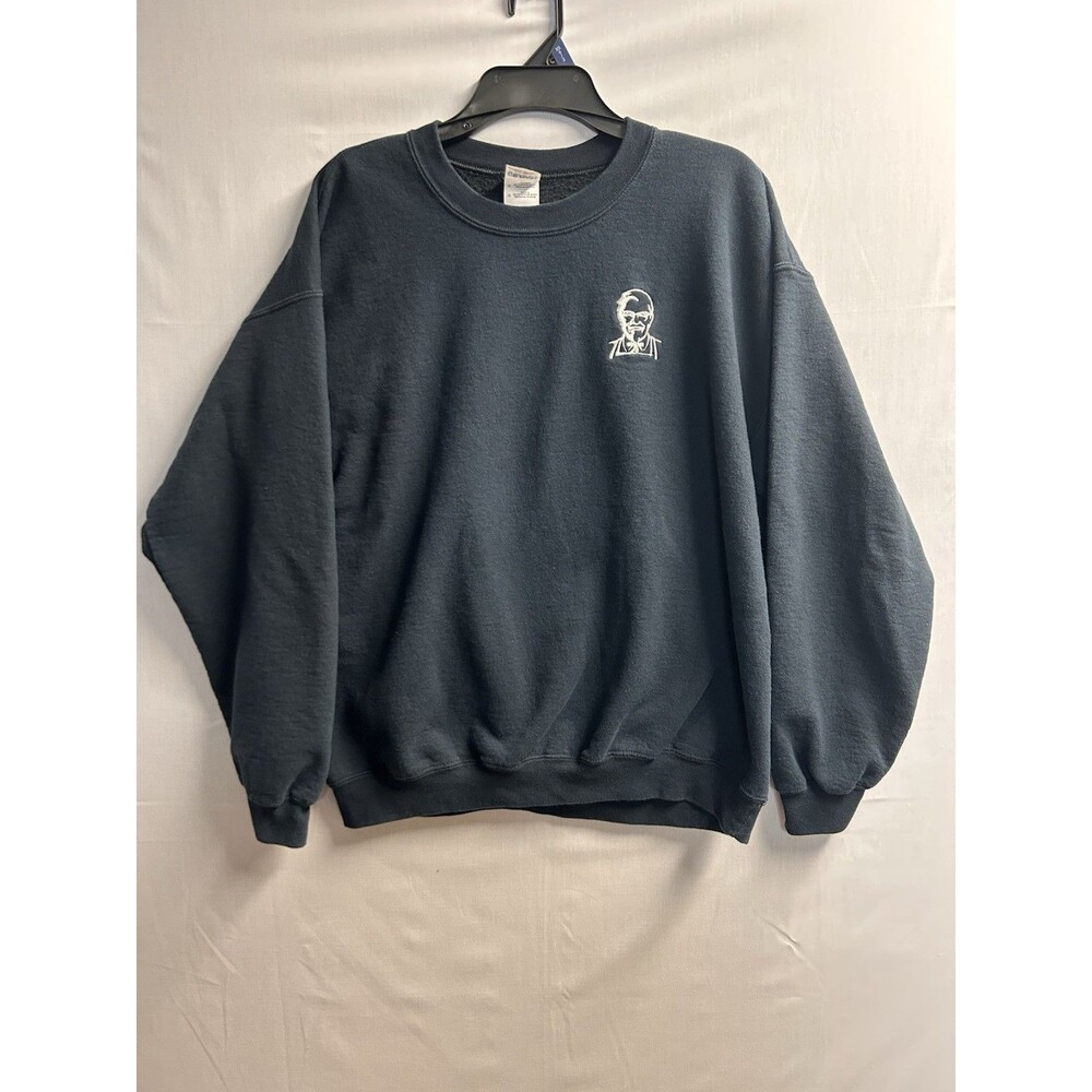 KFC Colonel Sanders Pullover Sweatshirt Crewneck Mens L Black Embroidered